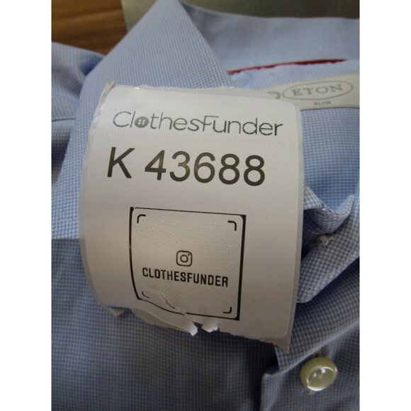 Eton Shirt 17 White Button Up Striped Slim Fit Casual Preppy Woven XL * - Picture 10 of 10